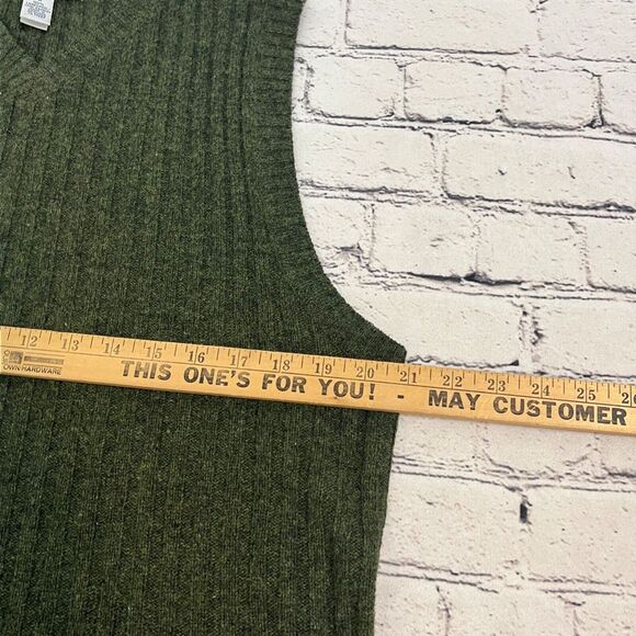 Old Navy 100% Lambswool V Neck Grandpa Sweater Vest Men's Size M Green - Picture 9 of 10